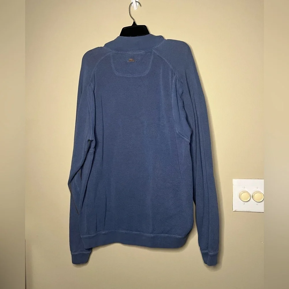 Tommy Bahama Flip shore Half Zip Reversible Pullover Blue Brown L/XL